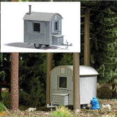 Busch 1985, Forstwagen grau, Lasercut-Bausatz, Echtholz,1:87 / H0,