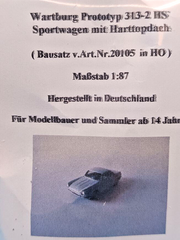 ADP 20105, Wartburg 313-2 Sport, Prototyp, DDR, 1/87, H0,